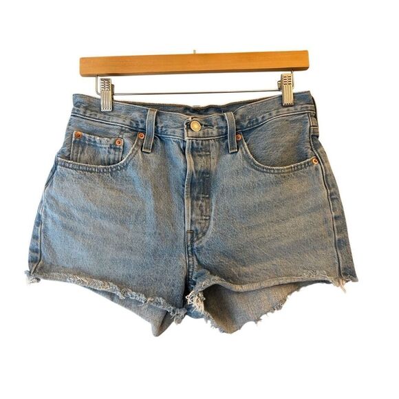 Levi's 501 Cut off denim shorts size 28 100% cotton high-waist minimalist capsul - Picture 1 of 9